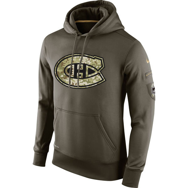 Men NHL Montreal Canadiens Nike Olive Salute To Service KO Performance Hoodie Green->arizona diamondback->MLB Jersey